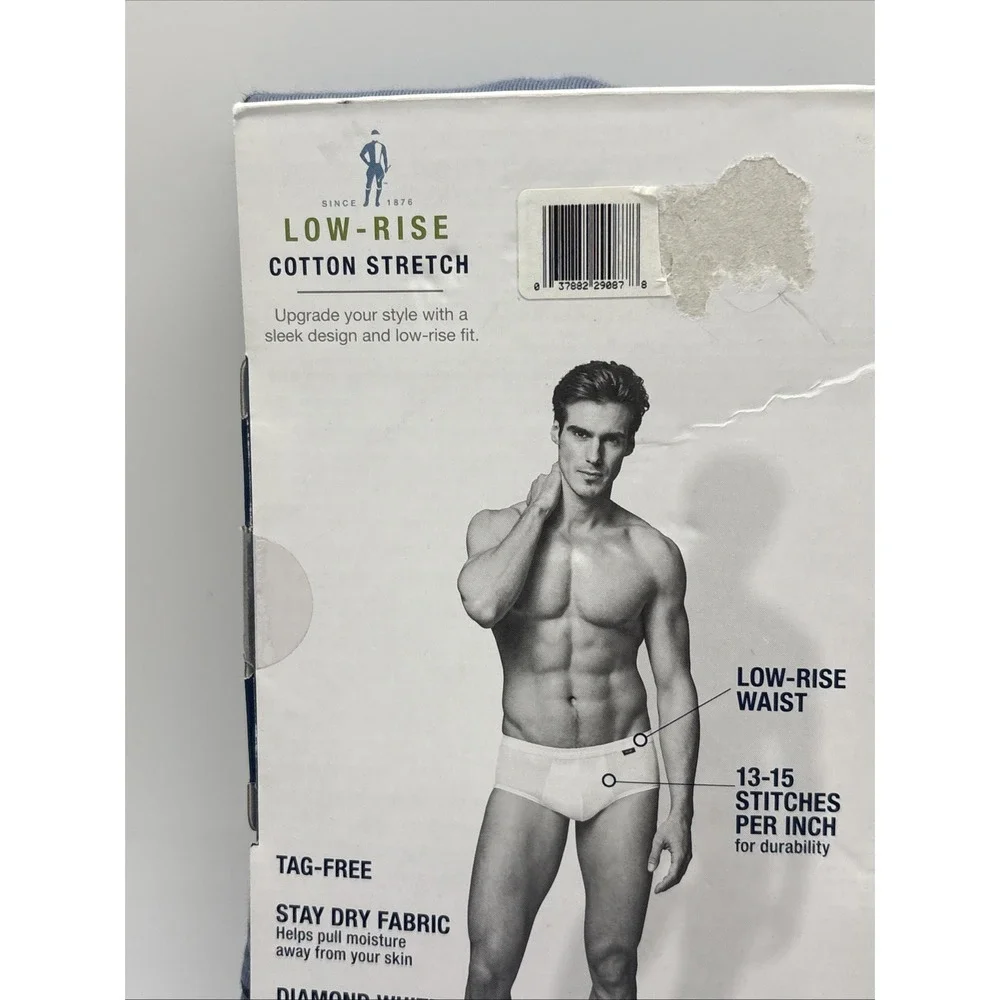 2013 Jockey Men's  Cotton Low Rise Briefs 2 Pack Blue Gray Striped XL 40-42 New